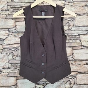 NYC New York & Company Stretch Womens Vest Size 2 Chocolate Brown Back Buckle